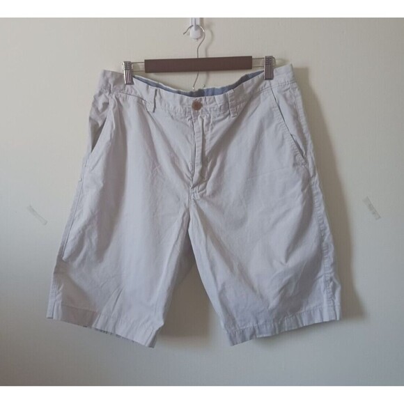 J.Crew Club Mens Chino Shorts Mid Rise Flat Front Beige Tan Khaki Size 35W - Picture 1 of 8